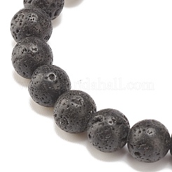 Natural Lava Rock & Mixed Stone & Alloy Tube Stretch Bracelet with Lampwork Evil Eye&nbsp;BJEW-JB08320-02