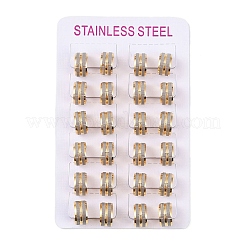 イオンプレーティング（IP）つや消し304ステンレススチールフープピアス（女性用）  ラウンド  ゴールドカラー  13x7mm&nbsp;EJEW-M001-02G