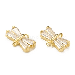 Brass Clear Glass Connector Charms&nbsp;KK-P228-73G