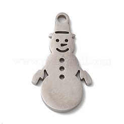 変色しないクリスマス 201 ステンレススチールペンダント  雪だるまチャーム  ステンレス鋼色  19.5x11x1mm  穴：1.5mm&nbsp;STAS-D053-01P
