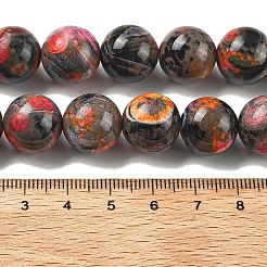 天然マルチカラー瑪瑙ビーズ連売り  染め＆加熱  ラウンド  ブラック  14mm  穴：1.5mm  約28個/連  15.31''（38.9センチメートル）&nbsp;G-A261-B06-14mm