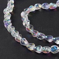 電気メッキガラスビーズセット  ABカラーメッキ  ナゲット  クリアAB  7x6.5x6mm  穴：0.9mm  約90個/連  24.41インチ（62cm）&nbsp;EGLA-L038-AB01