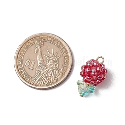 ガラスシードビーズペンダント  丸カン付き  花  ファイヤーブリック  20x12mm  穴：3mm&nbsp;PALLOY-MZ00593-04