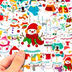 クリスマステーマ 50枚 紙製粘着式絵ステッカー  ラップトップ用  荷物  カップ  コンピューター  携帯電話  スケートボード  ギターのステッカーの装飾  ミックスカラー  52~55x43~51x0.2mm&nbsp;AJEW-S036-15