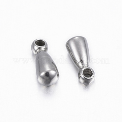 変色しにくい304ステンレススチールチャーム  アジャスターチェーンドロップ  ティアドロップ  ステンレス鋼色  6x2.5mm  穴：1mm&nbsp;X-STAS-H376-76