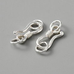 925純銀製のフッククラスプ  丸カン付き  銀  20mm  穴：3.5mm&nbsp;LS-FIND-WH0114-71B