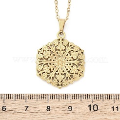 六角形の花 304 ステンレス ペンダント ネックレス  イオンプレーティング（ip）  18KGP本金メッキ  17.91インチ（45.5cm）&nbsp;NJEW-M096-36G