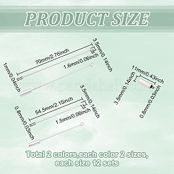 48セット4スタイルの真鍮スティックラペルピン  プラグ付き  ブローチ作りに  ミックスカラー  70x3.5x1mm  穴：1.6mm  2色  12セット/カラー  24セット&nbsp;FIND-PH0024-76