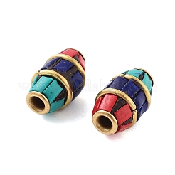 手作りのインドネシアビーズ  真鍮、樹脂と  オーバル  レッド  12.5x7mm  穴：1.8mm&nbsp;FIND-Q106-58