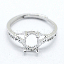 Anti-Tarnish Rhodium Plated 925 Sterling Silver Finger Ring Components&nbsp;STER-G027-17P