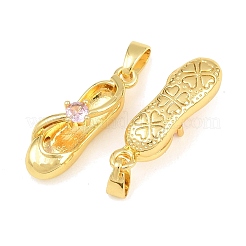 Brass Micro Pave Pink Cubic Zirconia Pendants&nbsp;CU-CBA9AB3-12G
