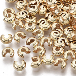 真鍮製つぶし玉カバーカシメ玉カバー  ニッケルフリー  18KGP本金メッキ  3.5x2.2mm  穴：1.4mm&nbsp;KK-S354-214A-NF