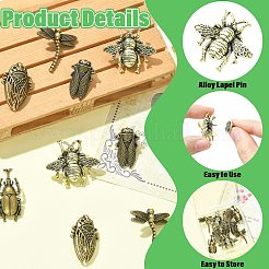 10Pcs 5 Styles Insect Alloy Lapel Pin Backs for Backpack Clothes&nbsp;JEWB-CJ0003-40