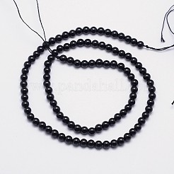 天然のブラックトルマリンラウンドビーズ連売り  グレードAB +  4mm  穴：1mm  約101個/連  15.5インチ&nbsp;G-I160-01-4mm