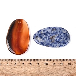 天然＆合成混合宝石ビッグペンダント  卵チャーム  50~54x30~33.5x4~7mm  穴：3~5mm&nbsp;G-T144-45M