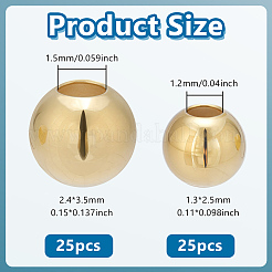 40 個 2 スタイル 925 スターリングシルバービーズ  ラウンド  ゴールドカラー  3~4x2.5~3.5mm  穴：1.2~1.5mm&nbsp;STER-AR0001-21