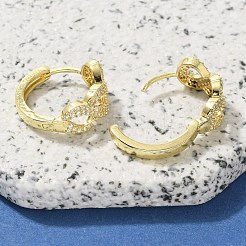 Brass Clear Cubic Zirconia Hoop Earrings&nbsp;EJEW-M047-25G