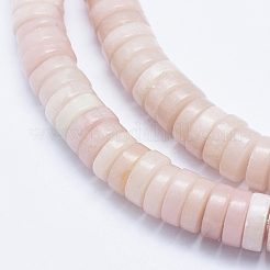 天然石ピンクオパールビーズ連売り  フラットラウンド  8x3mm  穴：1mm  約133個/連  15.7インチ（40cm）&nbsp;G-E444-30-8mm