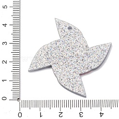 独立記念日プリント入り透明アクリルパーツ  グリッターパウダー付き  風車のチャーム  32x32x2.2mm  穴：1.7mm&nbsp;OACR-B055-02F