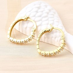 Oval Brass Micro Pave Clear Cubic Zirconia Hoop Earrings&nbsp;EJEW-Z121-02G