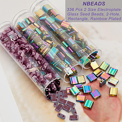 336Pcs 2 Size Glass Seed Beads&nbsp;SEED-NB0001-96