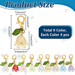 36Pcs 9 Styles Lily Acrylic Locking Stitch Marker&nbsp;HJEW-PH02064