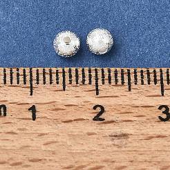 真鍮ビーズ  打たラウンド  鉛フリー＆カドミウムフリー＆ニッケルフリー  銀  4x4mm  穴：1mm&nbsp;KK-CBA1A60-01S