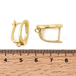 楕円形の真鍮製フープピアスの金具  長持ちメッキ  ループでラッチバック  ゴールドカラー  18x11x12mm  穴：1.4mm  ピン：1.1mm&nbsp;KK-Z154-01G