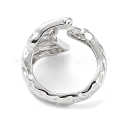 女性用真鍮オープンカフリング  カドミウムフリー＆鉛フリー  クジラの尾  プラチナ  内径：18mm&nbsp;RJEW-D016-03P