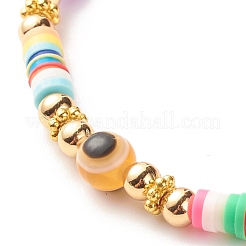 Handmade Polymer Clay Heishi Beads Stretch Bracelet&nbsp;BJEW-JB07269