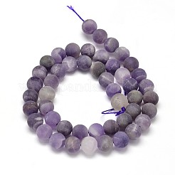 つや消し天然のアメジストラウンドビーズ連売り  8mm  穴：1mm  約48個/連  15.74インチ&nbsp;X-G-L357-8mm-07