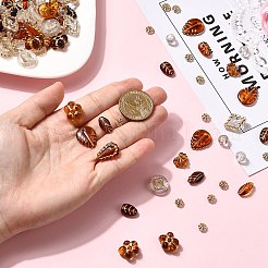 金色の金属で編まれたアクリルビーズセット100個  混合図形  ミックスカラー  8~19.5x8~19.5x3.5~9mm  穴：1~2.2mm&nbsp;OACR-SC0002-44
