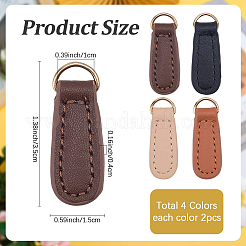 8Pcs 4 Colors Leather Zipper Heads&nbsp;FIND-CL0001-34