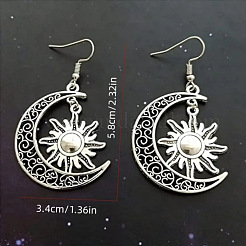 Moon with Sun Alloy Dangle Earrings&nbsp;FS-WG4E656-01