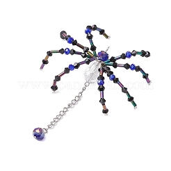 ハロウィンテーマのスパイダーガラスペンダント3個3色  304ステンレススチールチェーン付き  プラチナ  ミックスカラー  95x76x20mm  穴：2mm  1pc /カラー&nbsp;PALLOY-JF02882