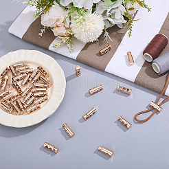 合金コードロック  ダブルホール巾着ストッパーファスナーボタン  コラム  ゴールドカラー  25x9mm  穴：4mm&nbsp;FIND-WH0367-98G