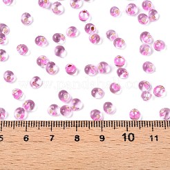 ベーキングペイント6/0個、透明フリンジガラスシードビーズ  銀並ぶ  ティアドロップ  パールピンク  4~5x4~4.5x3~4mm  穴：1~1.2mm  約100個/10g&nbsp;X1-SEED-N006-06G
