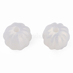 スプレープリントアクリルビーズ  段ボールビーズ  ラバー加工スタイル  ラウンド  ホワイト  11x11mm  穴：2mm  約720個/500g&nbsp;MACR-T037-01G