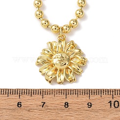 真鍮の花のペンダントボールチェーンネックレス  ラックめっき  長持ちメッキ  カドミウムフリー＆鉛フリー  18KGP本金メッキ  17.64インチ（44.8cm）&nbsp;NJEW-D348-01G