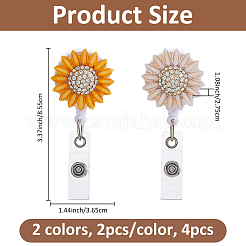 4Pcs 2 Colors Sunflower Resin & Rhinestone Badge Reel&nbsp;DIY-FH0009-73