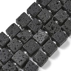 天然溶岩岩ビーズ連売り  キューブ  シードビーズで  8~8.5x8~8.5x8~8.5mm  穴：1.2mm  約38~39個/連  14.96''（38cm）〜15.35''（39cm）&nbsp;G-D338-A11