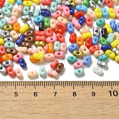 焼付塗装ガラスシードビーズ  ピーナッツ  ミックスカラー  5.5~6x3~3.5x3mm  穴：1~1.2mm  約4000個/ポンド&nbsp;SEED-K009-01A-01