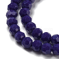 不透明ガラスビーズスタンド  ファセット（32ファセット）  ラウンド  マリンブルー  4mm  穴：0.7mm  約87~93個/連  32~33cm&nbsp;EGLA-A035-P4mm-D09