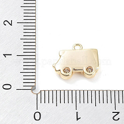 真鍮製マイクロパヴェキュービックジルコニアペンダント  車のチャーム  ゴールドカラー  10x12x2.5mm  穴：1.4mm&nbsp;LS-KK-K276-05G