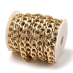 アルミカーブチェーン  溶接されていない  スプールで  ライトゴールド  19x13x3mm  約32.81フィート（10m）/ロール&nbsp;CHA-C002-19KCG