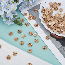 100Pcs Lovely Carved 2-Hole Basic Sewing Buttons&nbsp;BUTT-SP0001-15
