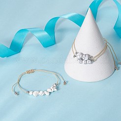 3 個 3 スタイル合成ハウライト編組ビーズ ブレスレット セット  女性用ナイロン糸調節可能なブレスレット  内径：3-3/8インチ（8.5cm）  1個/スタイル&nbsp;BJEW-JB09334-10