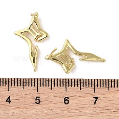 真鍮製、キュービックジルコニアの菱形スタッドピアス金具  カドミウムフリー＆ニッケルフリー＆鉛フリー  925つのスターリングシルバーピン付き  スター  14KGP本金メッキ  12x12x2.5mm  穴：1mm  ピン：0.5mm&nbsp;KK-B087-05G