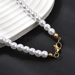 6MM White Round Plastic Pearl Beaded Necklaces for Women&nbsp;NJEW-L469-02G
