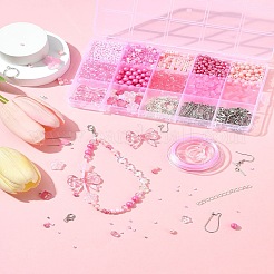 DIY ジュエリーセット ファインディングキット  ステンレススチールのピアスフックとピンを含む  合金の留め金  ガラス＆アクリルビーズ  伸縮性のある糸  ミックスカラー&nbsp;DIY-FS0008-56